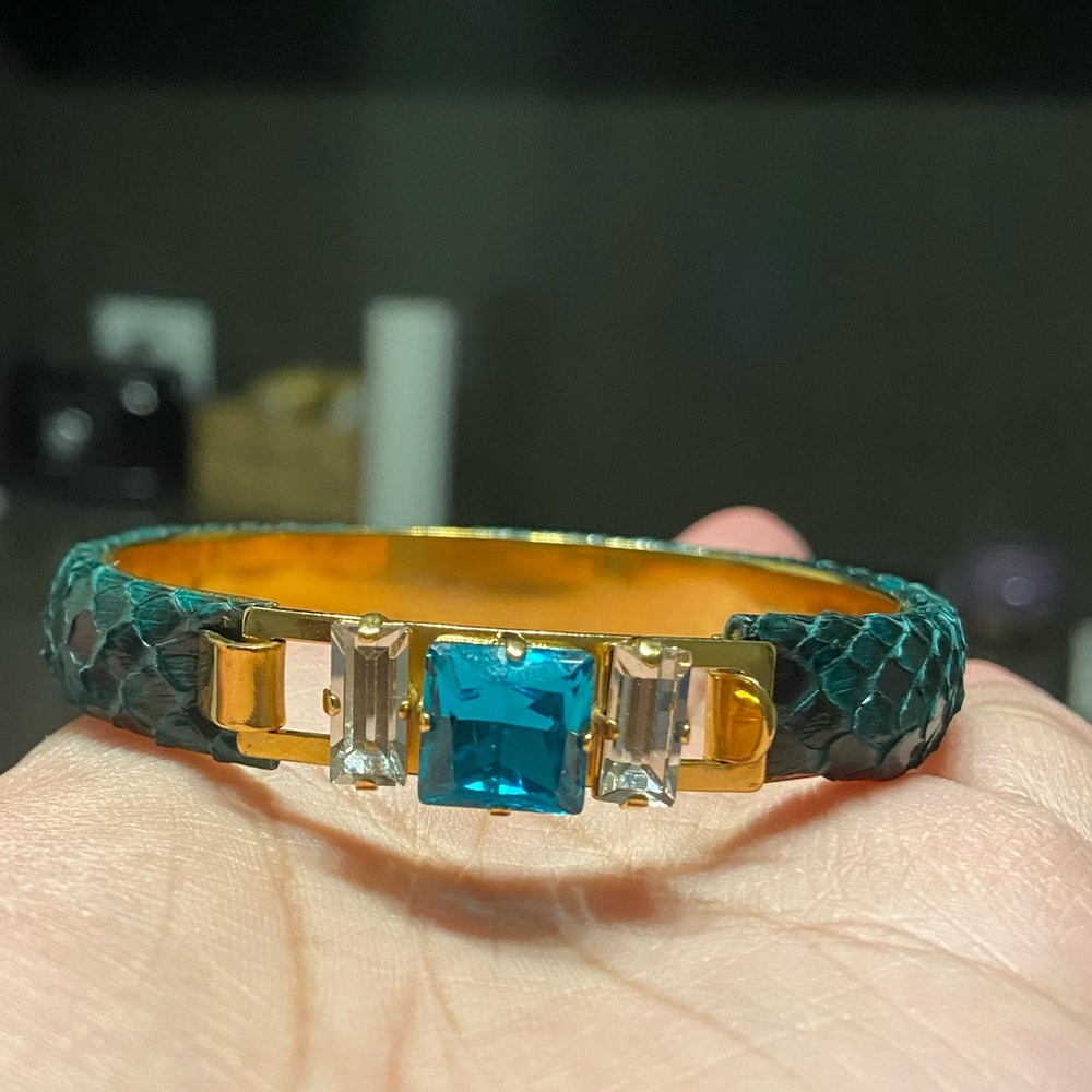 Beautiful Bangle with snake skin Made in Italy - Picture 5 of 9
